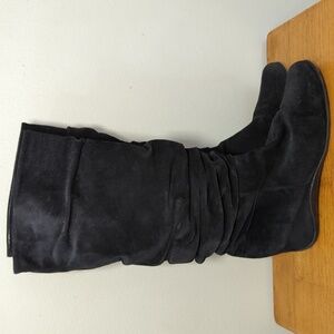 Aquatalia Black Suede Slouch Boots Hidden Wedge *RETIRED STYLE* Women's Size 8